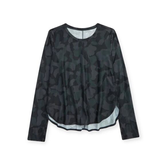 Zella Girls Printed Curved Hem T-Shirt Camo Black Size XL 14/16 NWT $35 MSRP - Picture 1 of 6